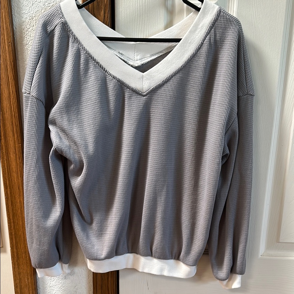 Gray V-Neck Women's Sweater